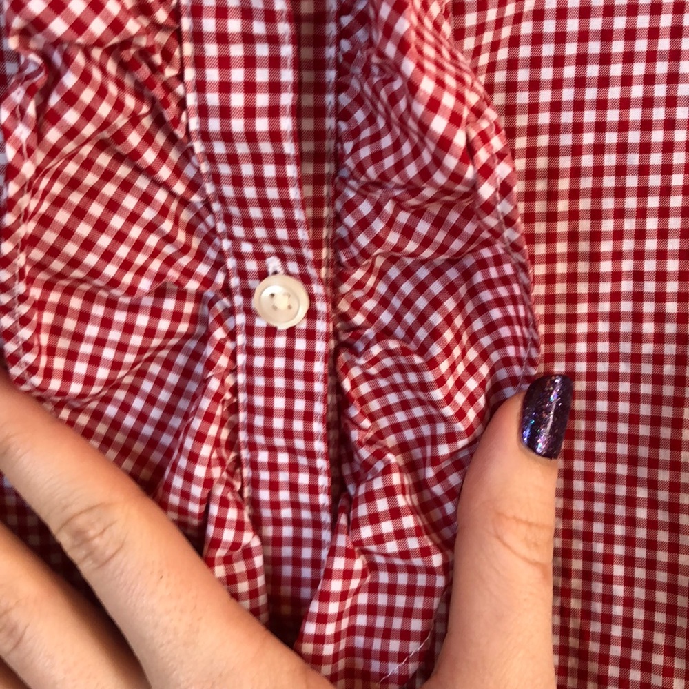 Lauren Ralph Lauren Gingham Ruffle Top Size M - Picture 3 of 4